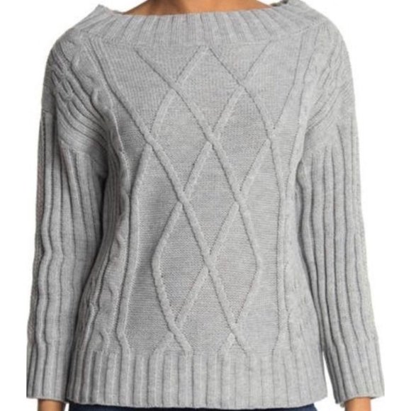 BB Dakota Sweaters - BB Dakota Wool Blend Retrograde Cable Knit Sweater Powder Blue Women's Size S